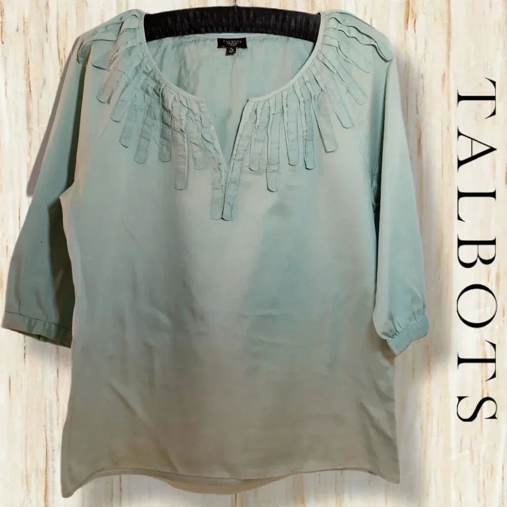 TALBOTS Petite Small Mint / Seafoam Green Blouse
